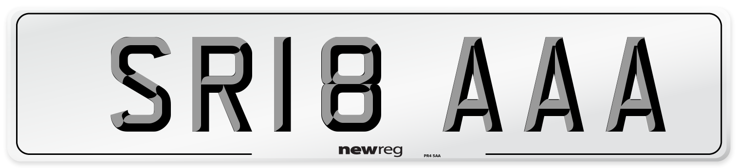 SR18 AAA Number Plate from New Reg